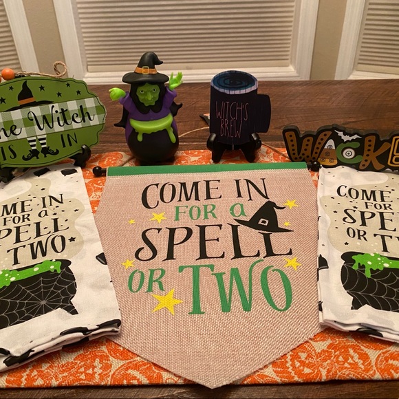 Halloween Witch Kitchen Towels, Witch Tier Tray Decor & Witch Wall Decor Signs - Picture 3 of 16